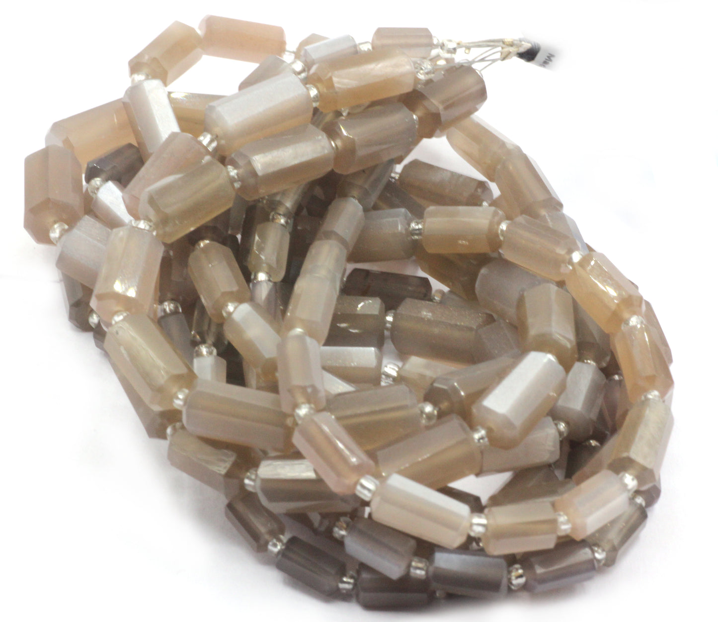 Moonstone Chocolate Faceted Tube Beads