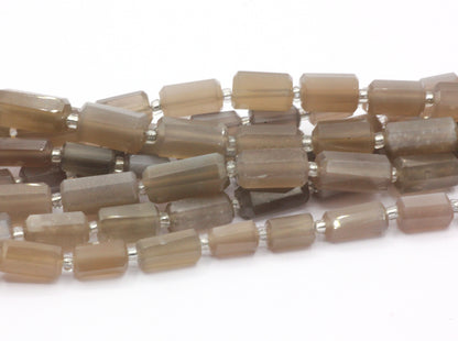 Moonstone Chocolate Faceted Tube Beads