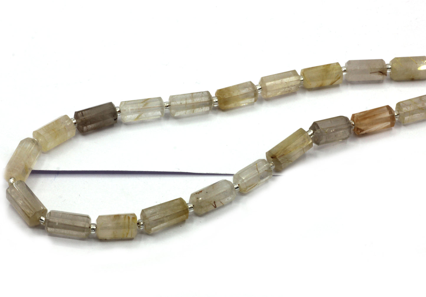 Quartz, Golden Rutilated quartz Faceted Tube Beads