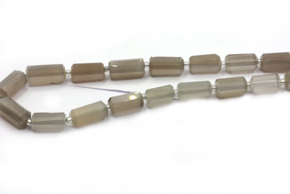 Moonstone, Grey Moonstone Faceted Tube Beads
