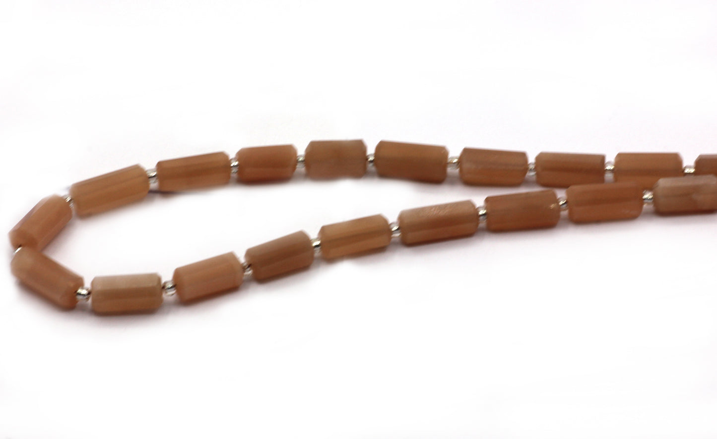 Moonstone, Peach Moonstone Faceted Tube Beads