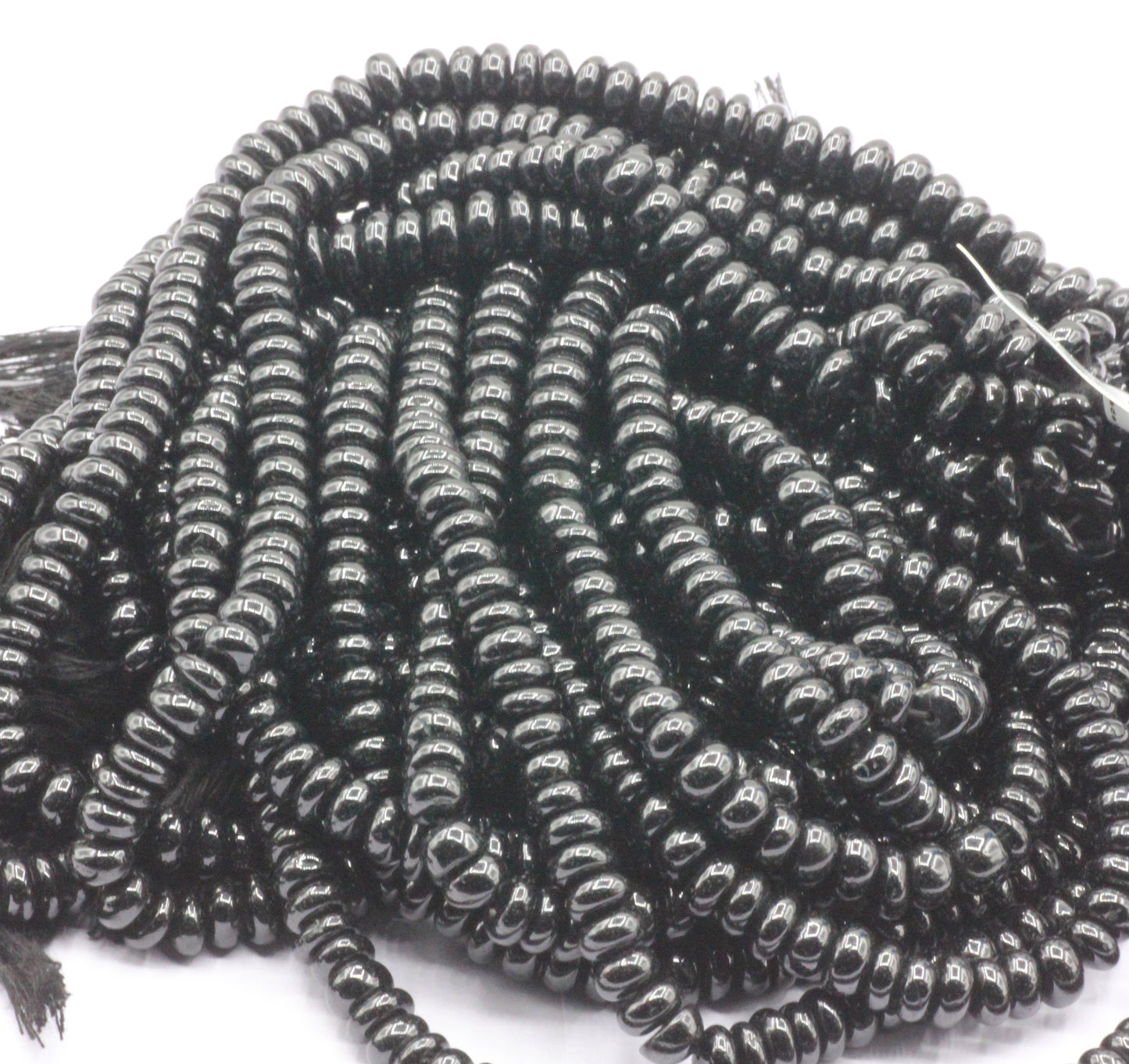 Spinel, Black Spinel Smooth Roundel Beads