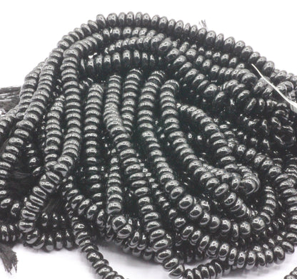 Spinel, Black Spinel Smooth Roundel Beads