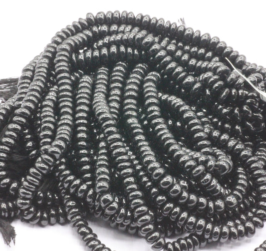 Spinel, Black Spinel Smooth Roundel Beads