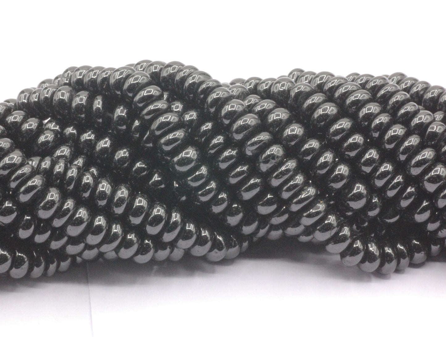 Spinel, Black Spinel Smooth Roundel Beads