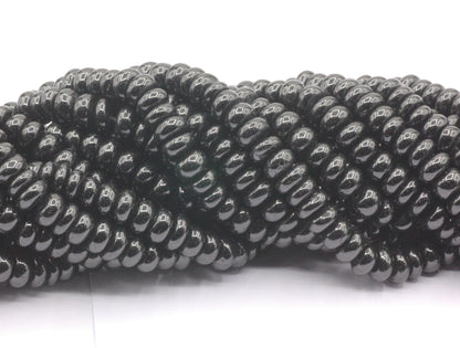 Spinel, Black Spinel Smooth Roundel Beads