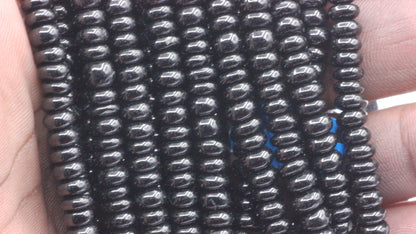 Spinel, Black Spinel Smooth Roundel Beads