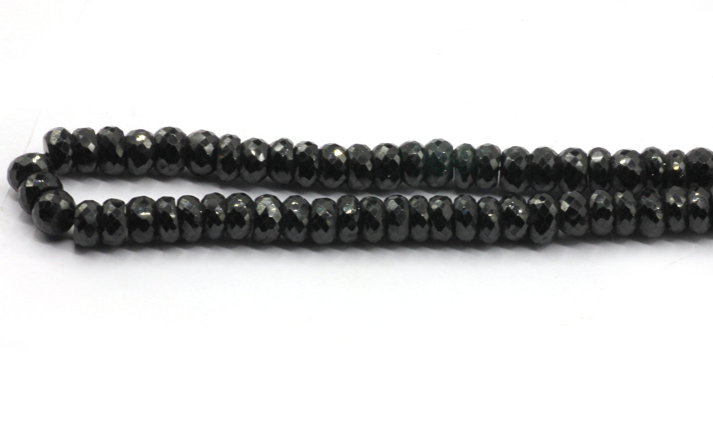 Spinel, Black Spinel Faceted Roundel Beads