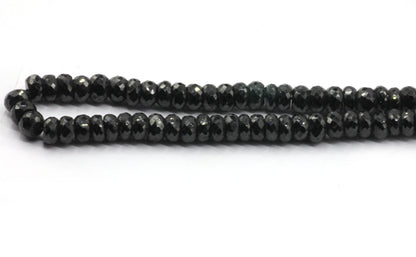 Spinel, Black Spinel Faceted Roundel Beads
