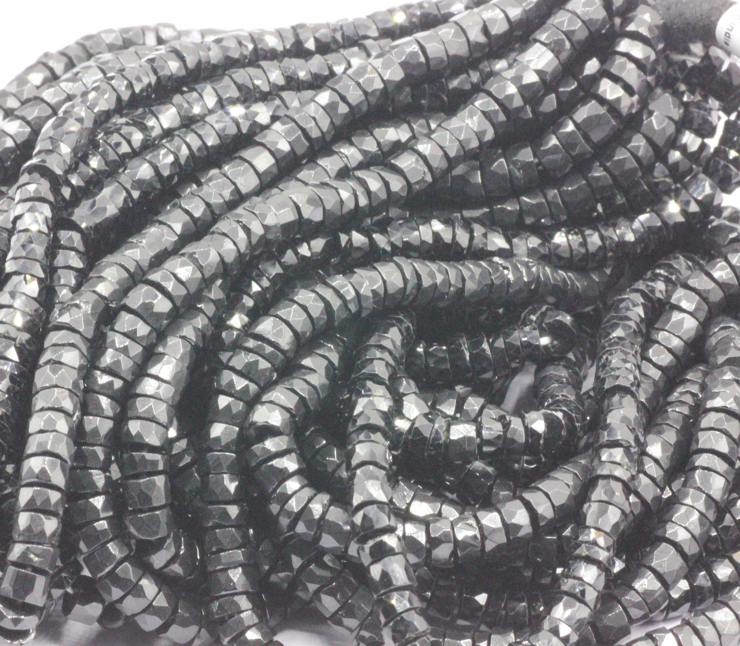 Spinel, Black Spinel Beads Faceted Heshi, Faceted Donut, Faceted Tyre