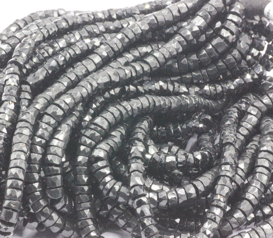 Spinel, Black Spinel Beads Faceted Heshi, Faceted Donut, Faceted Tyre