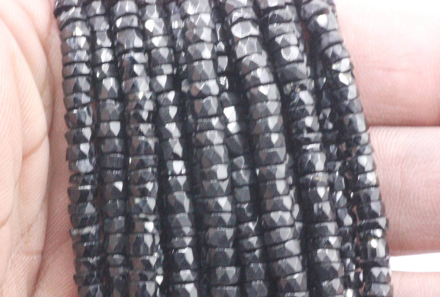 Spinel, Black Spinel Beads Faceted Heshi, Faceted Donut, Faceted Tyre