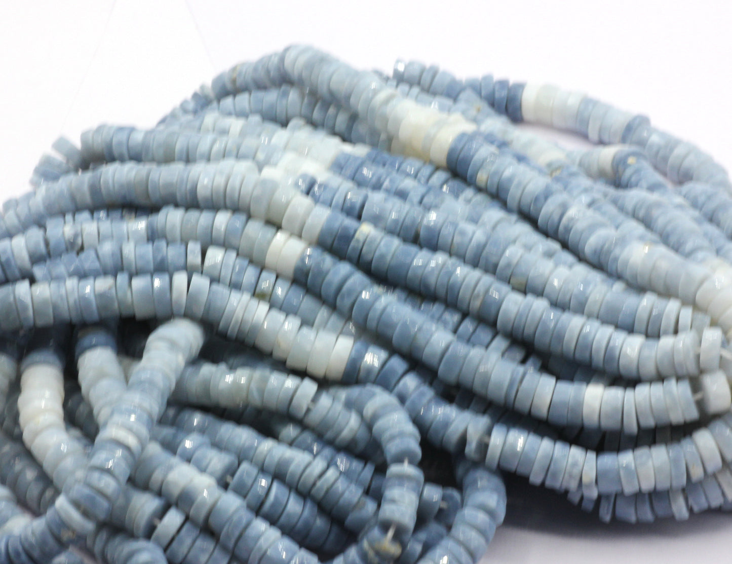 Opal Blue Beads Faceted Heshi, Faceted Donut, Faceted Tyre