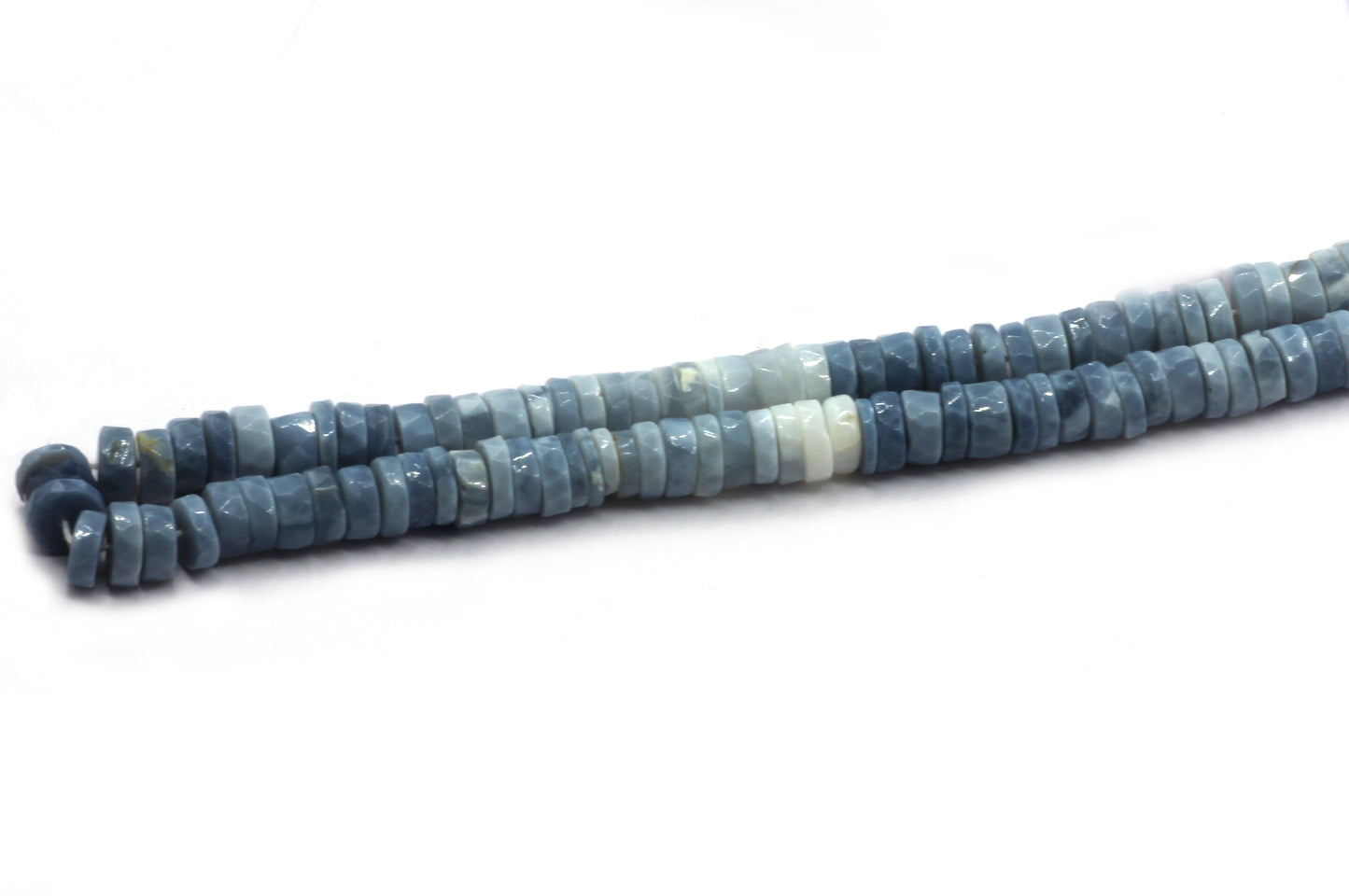 Opal Blue Beads Faceted Heshi, Faceted Donut, Faceted Tyre