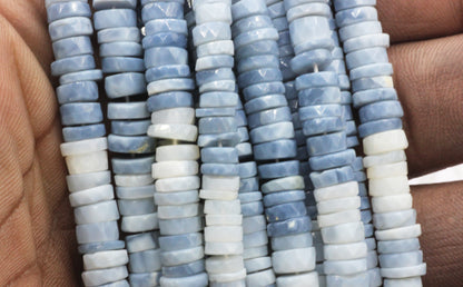 Opal Blue Beads Faceted Heshi, Faceted Donut, Faceted Tyre
