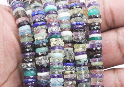 Multi Color Gemstone Beads Faceted Heshi, Faceted Donut, Faceted Tyre