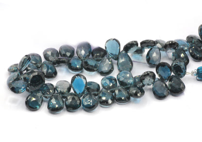 Topaz, London Blue Topaz Faceted Pear Beads