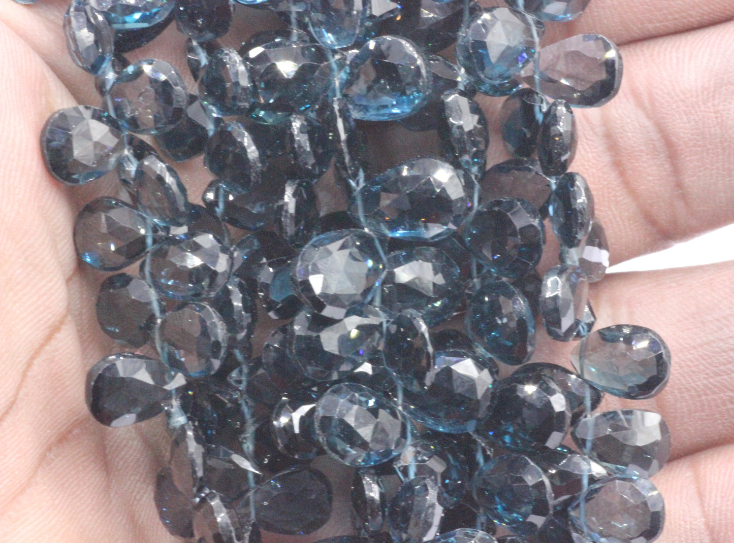 Topaz, London Blue Topaz Faceted Pear Beads