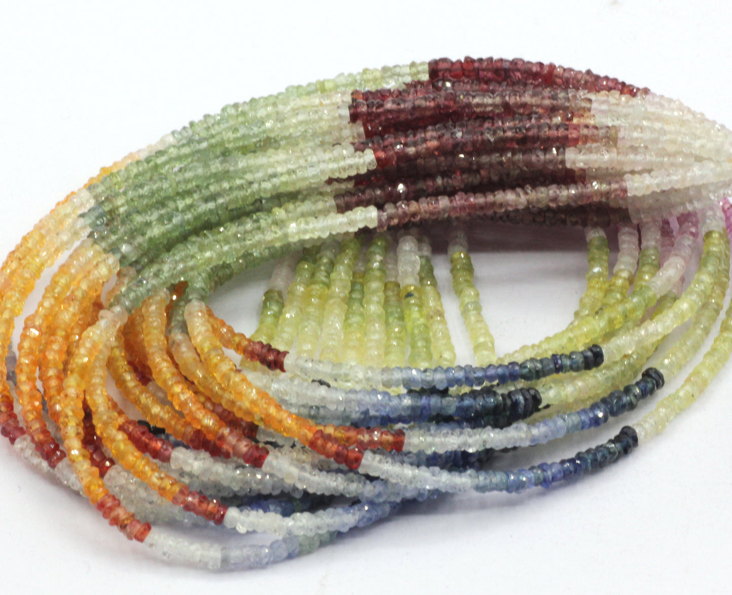 Sapphire, Multi Sapphire Faceted Roundel Beads