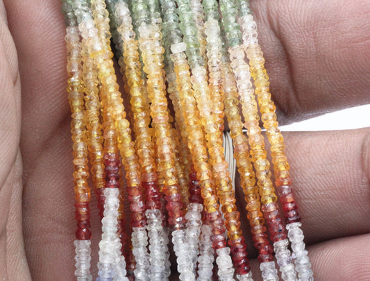 Sapphire, Multi Sapphire Faceted Roundel Beads