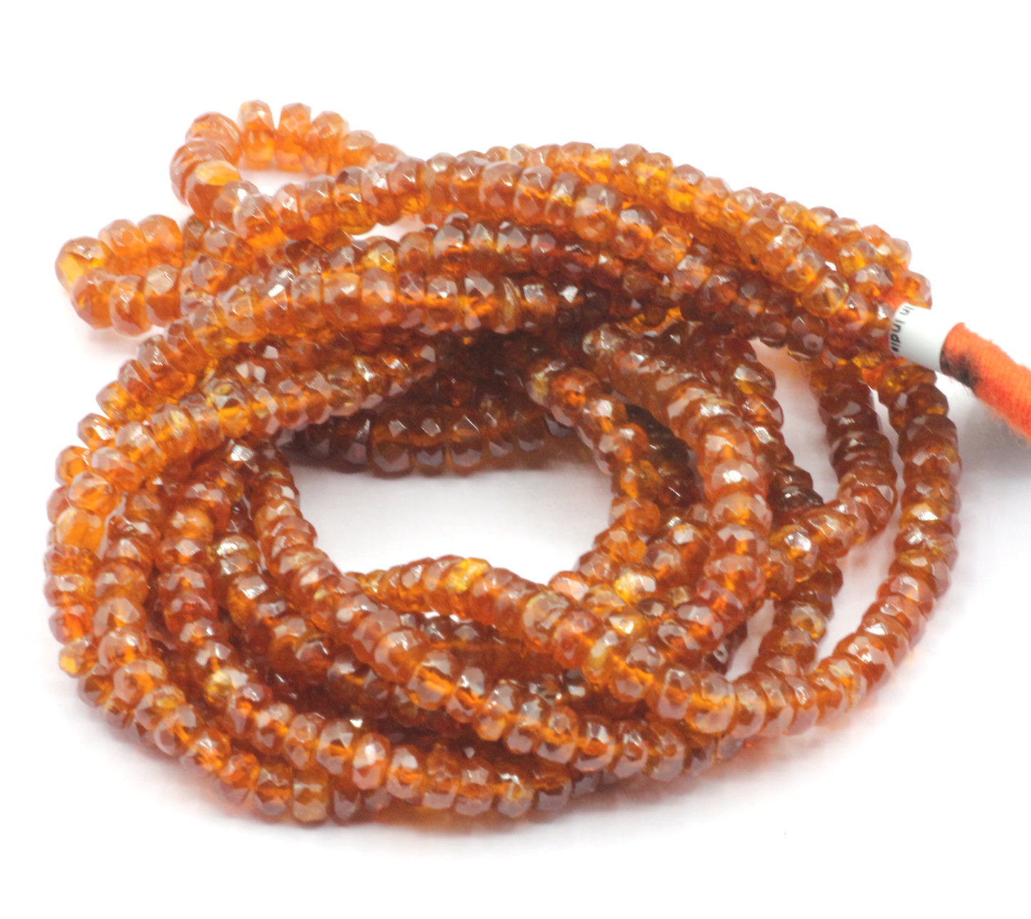 Kyanite, Orange Kyanite Faceted Roundel Beads