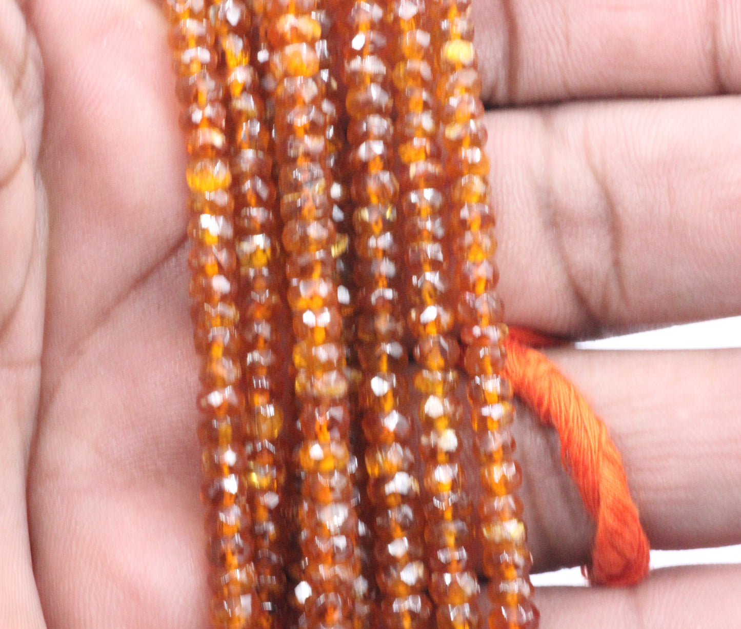 Kyanite, Orange Kyanite Faceted Roundel Beads