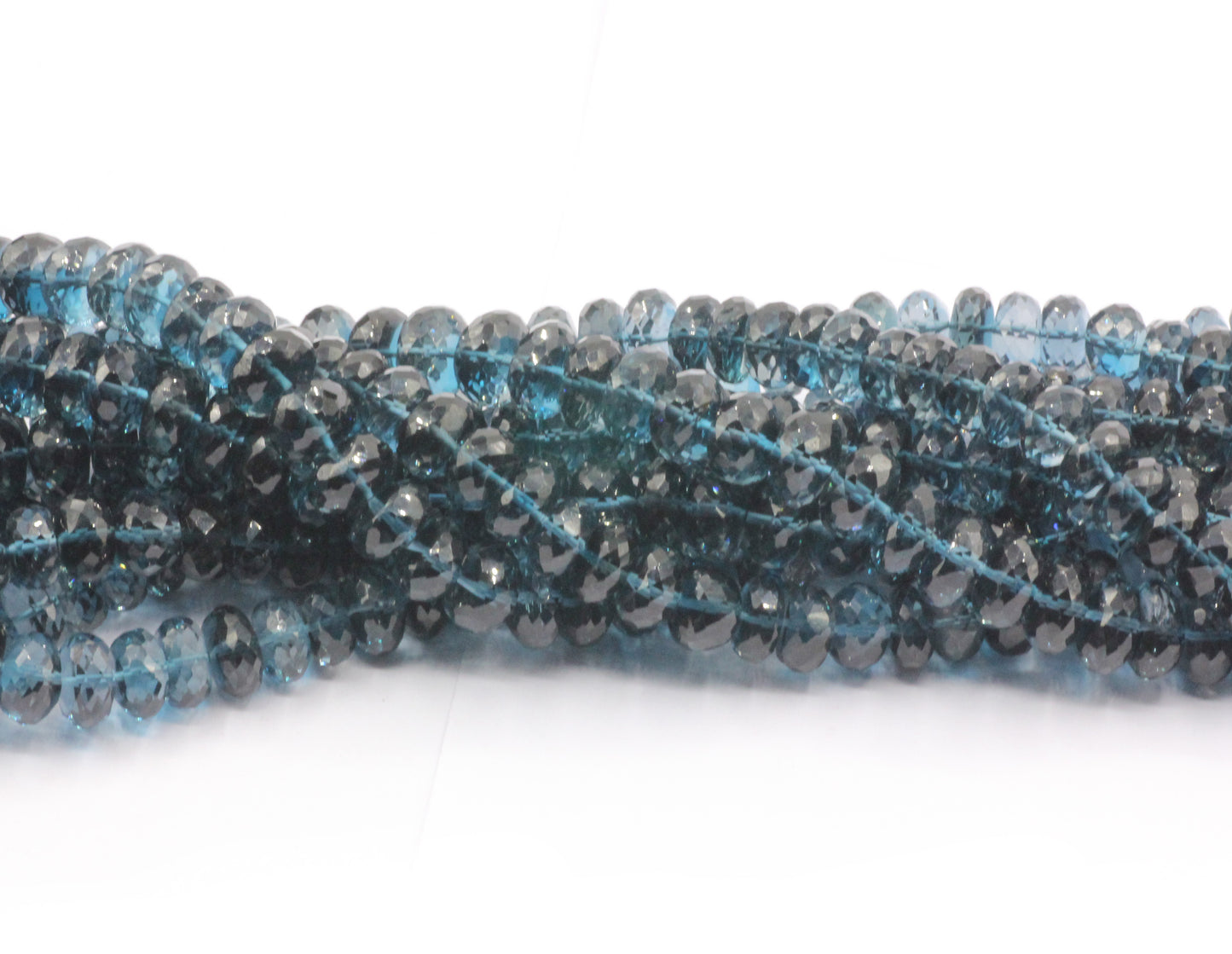 Topaz, London Blue Topaz Faceted Roundel Beads