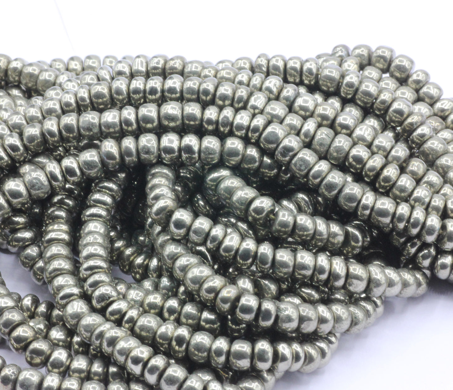 Pyrite, Golden Pyrite Smooth Roundel Beads
