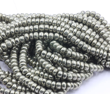 Pyrite, Golden Pyrite Smooth Roundel Beads
