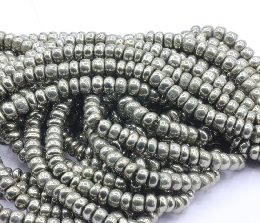 Pyrite, Golden Pyrite Smooth Roundel Beads