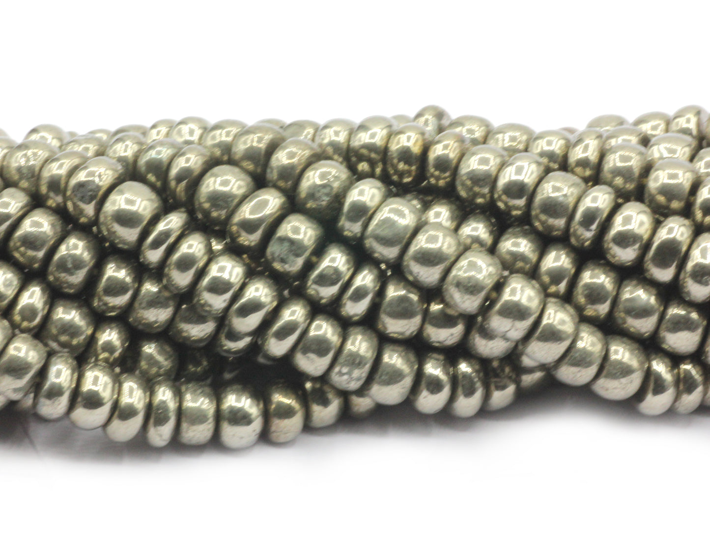 Pyrite, Golden Pyrite Smooth Roundel Beads