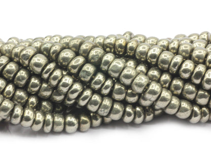 Pyrite, Golden Pyrite Smooth Roundel Beads