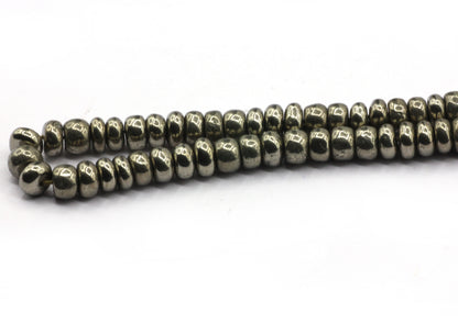 Pyrite, Golden Pyrite Smooth Roundel Beads