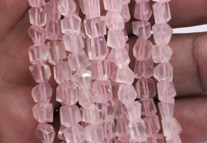 Quartz, Rose Quartz Faceted Nuggets Beads
