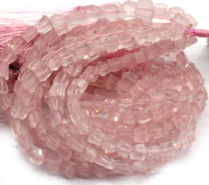 Quartz, Rose Quartz Faceted Nuggets Beads