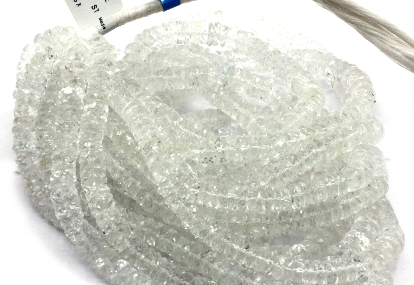 Topaz, White Topaz Faceted Tyre Beads