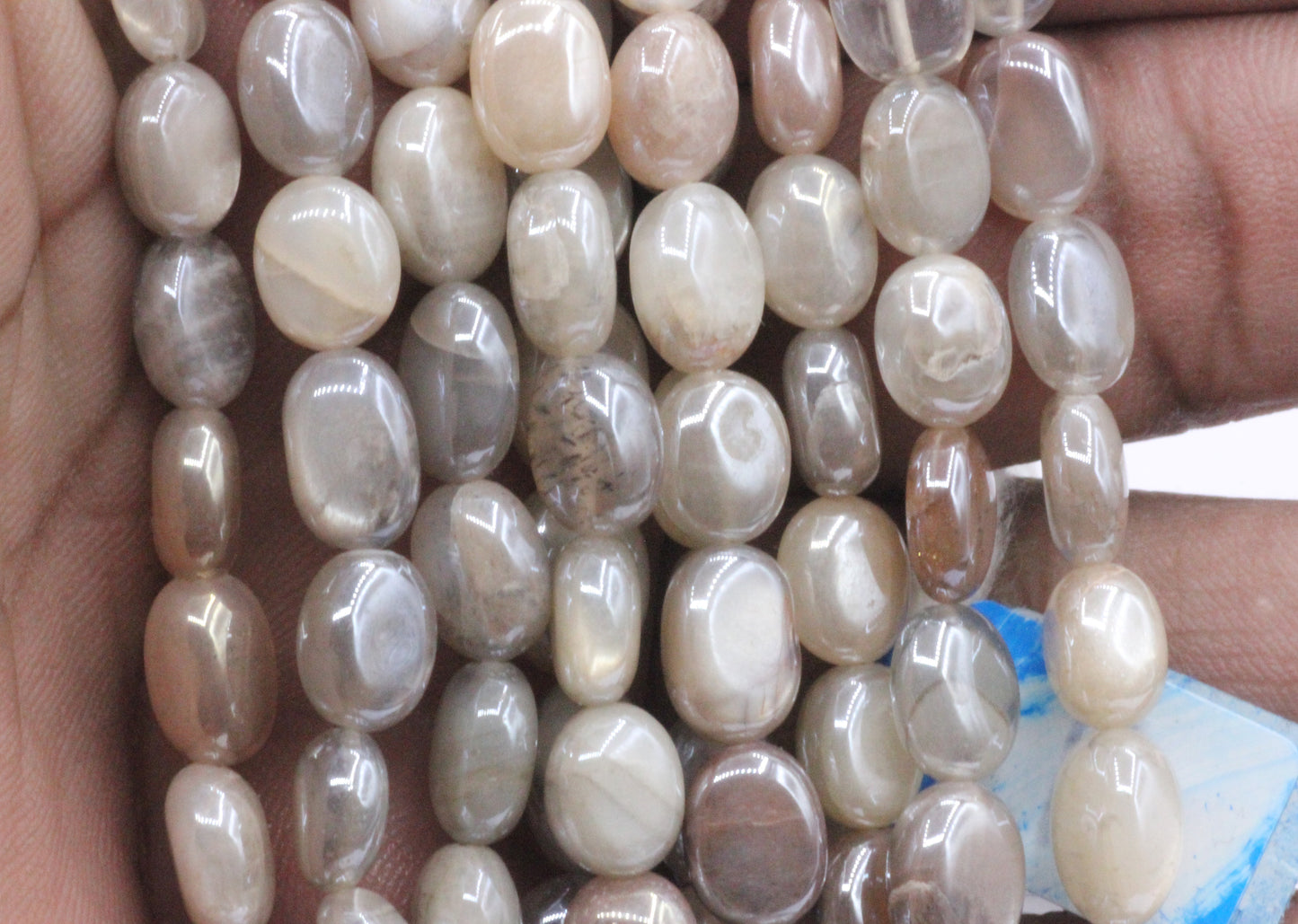 Moonstone, Mystic Moonstone Gemstone Beads Smooth Oval