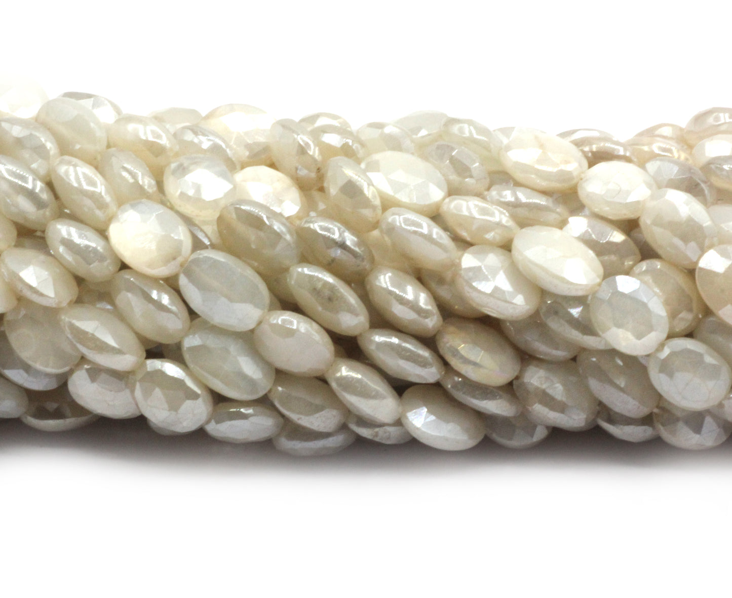 Moonstone, Mystic Moonstone Gemstone Beads Faceted Oval