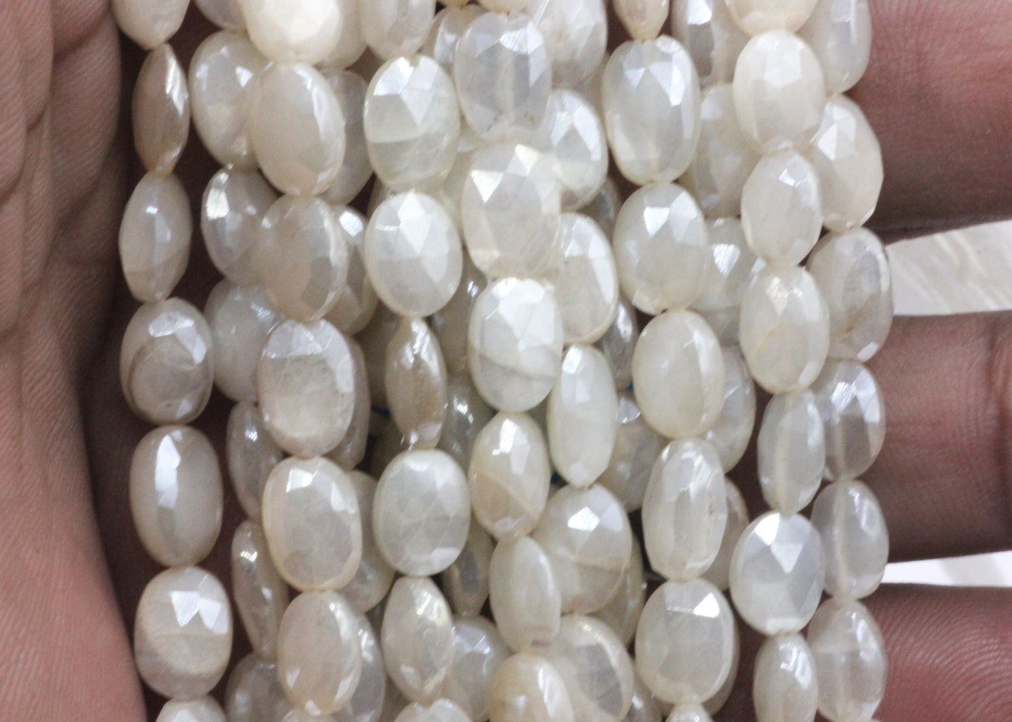 Moonstone, Mystic Moonstone Gemstone Beads Faceted Oval