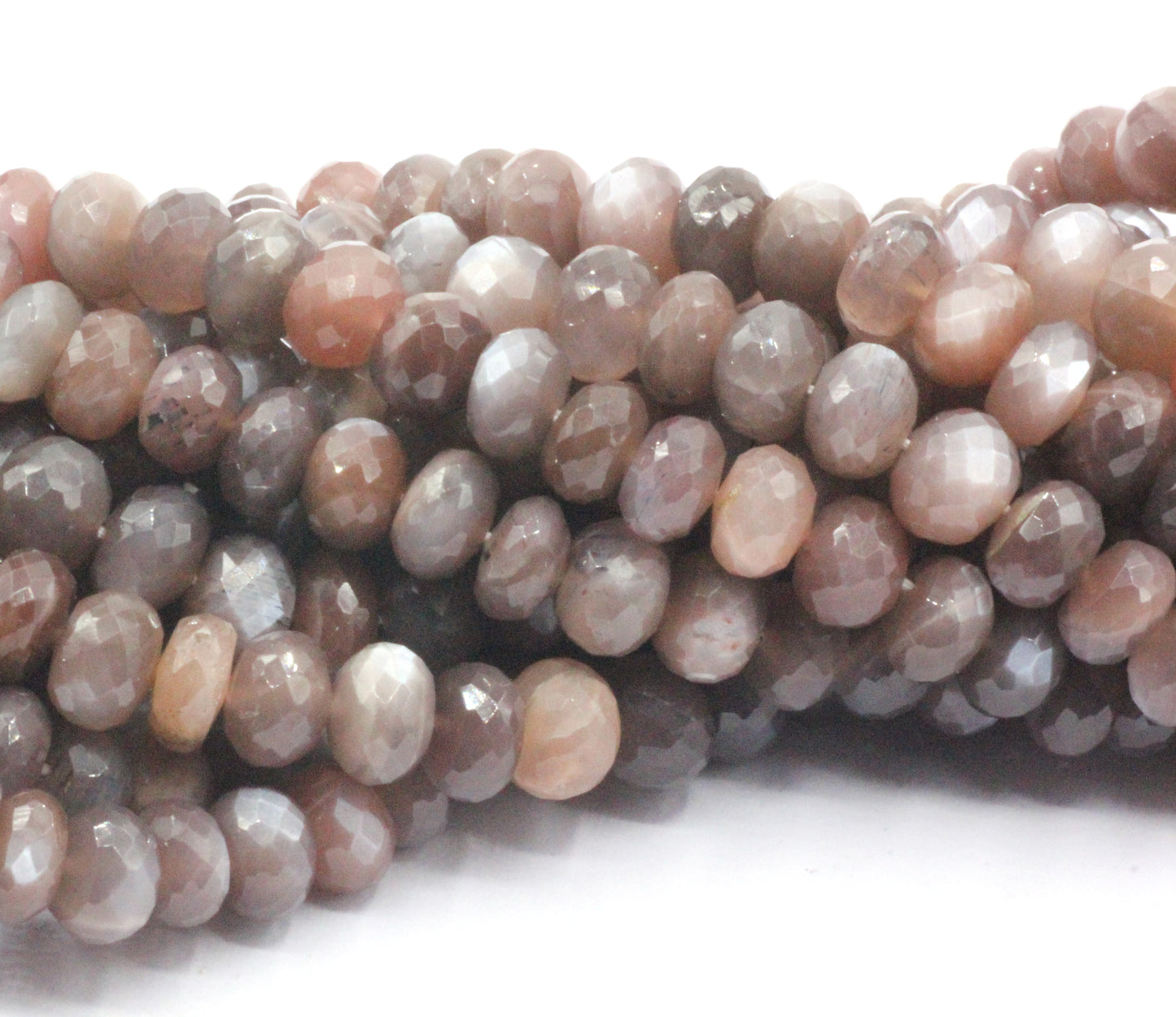 Moonstone Chocolate Faceted Roundel Beads, Natural Moonstone