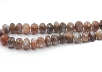 Moonstone Chocolate Faceted Roundel Beads, Natural Moonstone