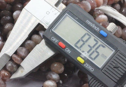 Moonstone Chocolate Faceted Roundel Beads, Natural Moonstone