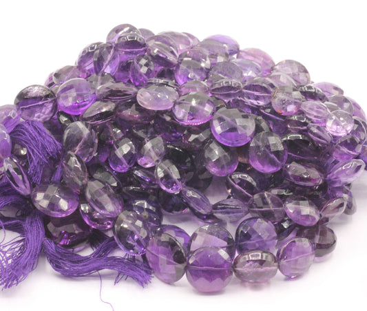 Amethyst Faceted Coin Beads