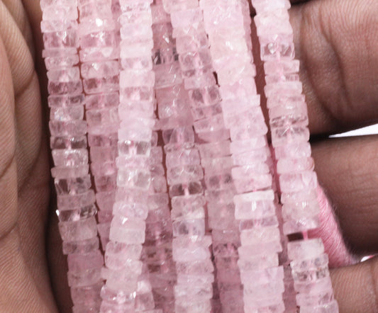 Aquamarine, Morganite Aquamarine Beads Faceted Heshi, Faceted Donut, Faceted Tyre