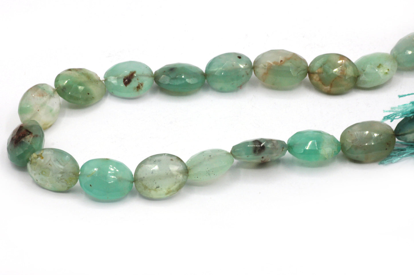 Chalcedony,Aqua Chalcedony Faceted Oval Beads