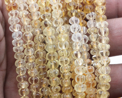 Citrine Beads Carved Water Melons, Carved pumpkins