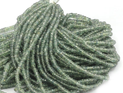 Sapphire, Green Sapphire Faceted Roundel Beads