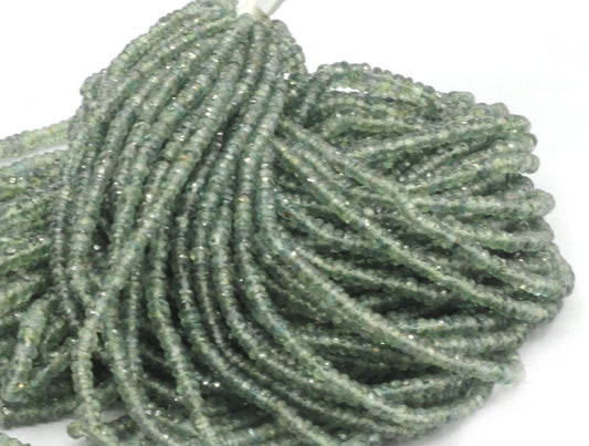 Sapphire, Green Sapphire Faceted Roundel Beads
