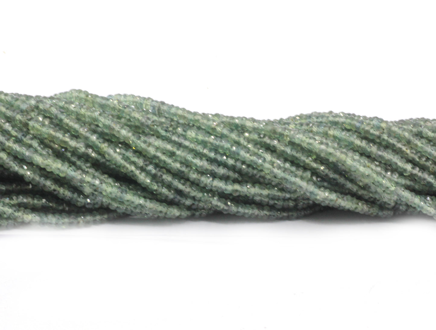Sapphire, Green Sapphire Faceted Roundel Beads
