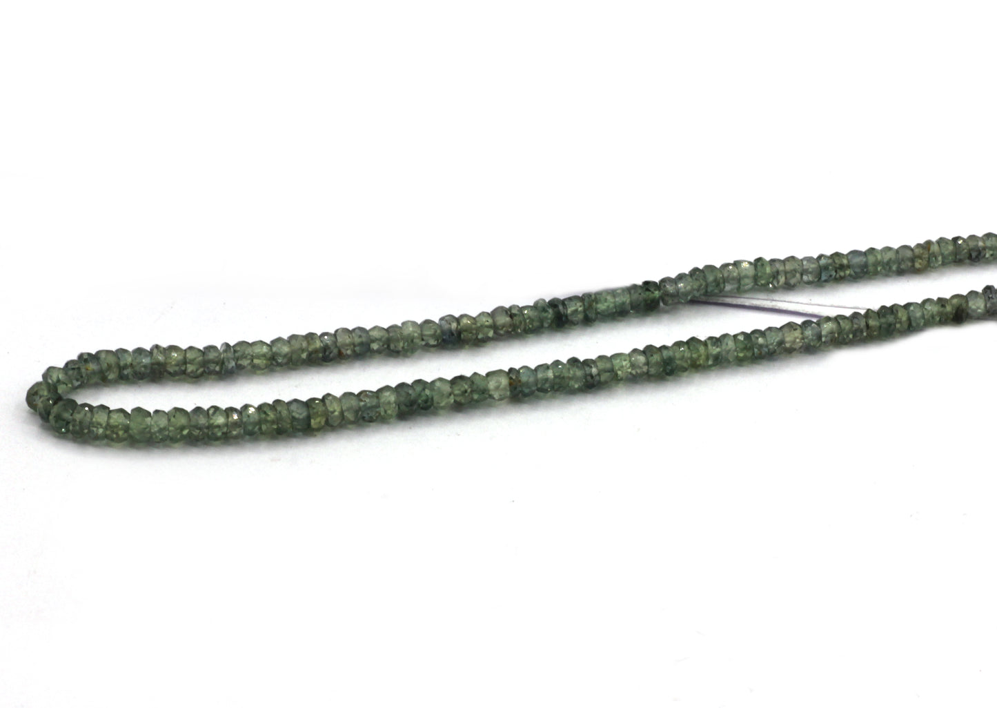 Sapphire, Green Sapphire Faceted Roundel Beads